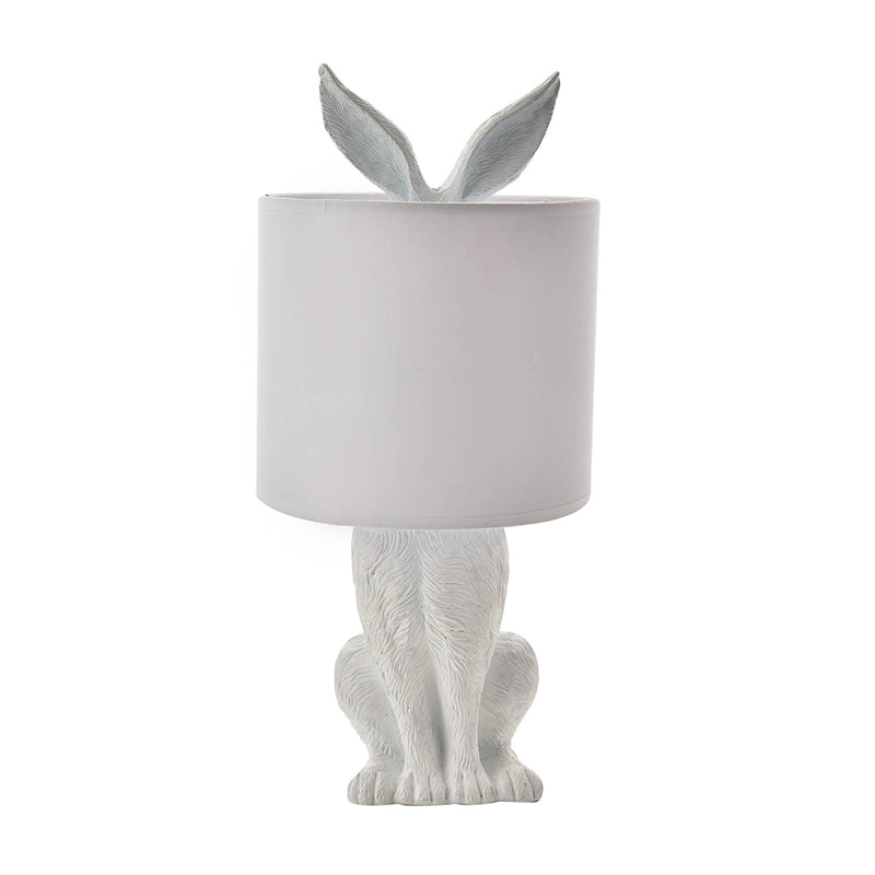 Storied Home 13 in. Off White Resin Rabbit Lamp with Linen Shade