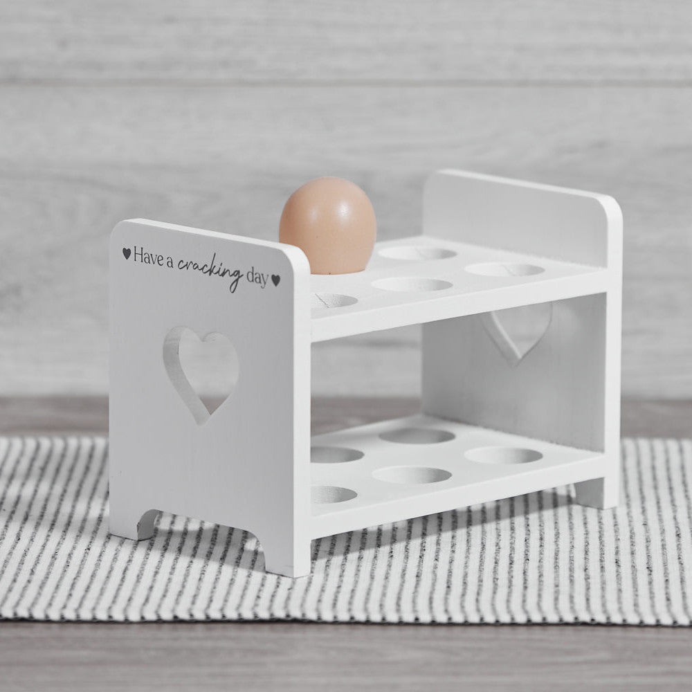 White Wooden Egg Rack