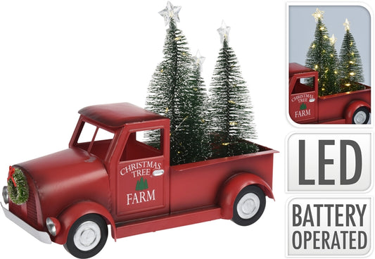 Large Red Metal Christmas Truck