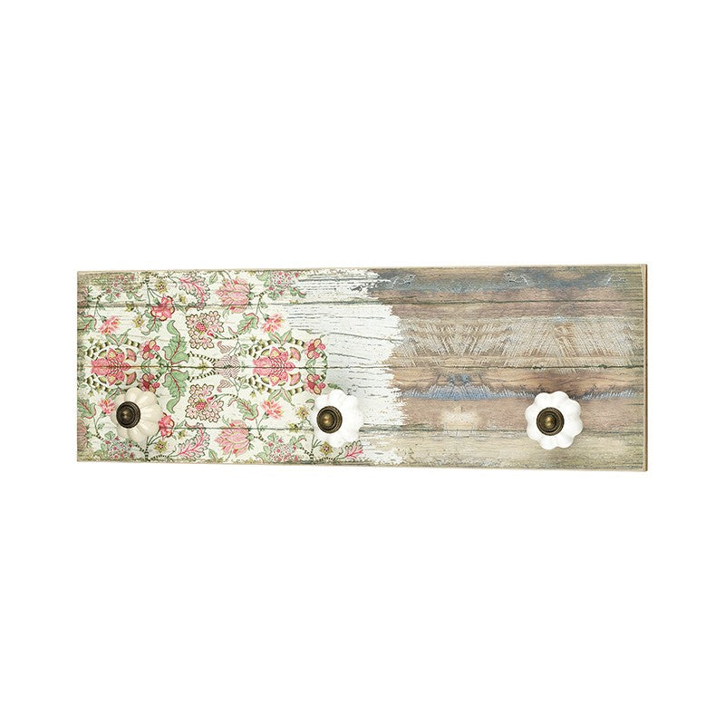 Distressed Floral Plaque With Knobs